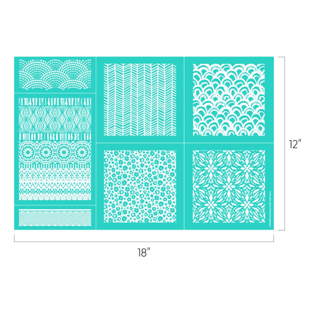 A photo of the 12" x 18" Chalk Couture Bold Patterns stencil for the blog post "2024 Creative Kickstart Collection".